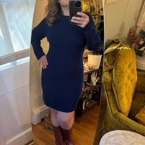 Banana Republic Navy Waffle-Knit Sweater Dress – Size L